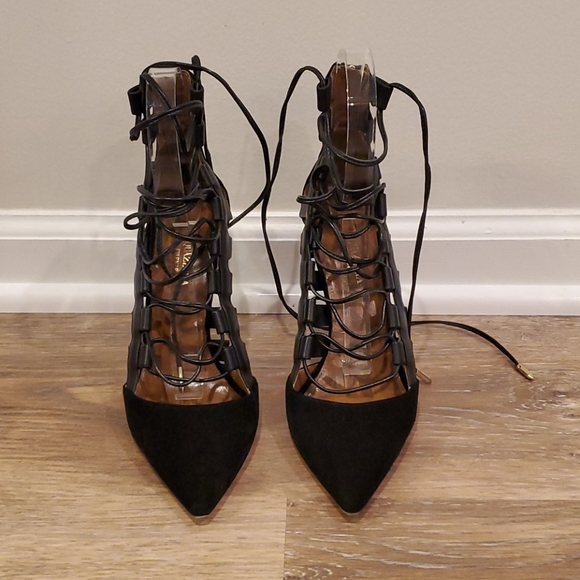 aquazzura lace up pumps